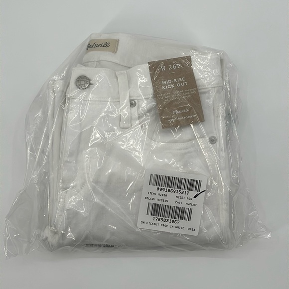 Madewell Petite Kick Out Crop Jeans in Pure White size 26P NWT - Picture 13 of 14